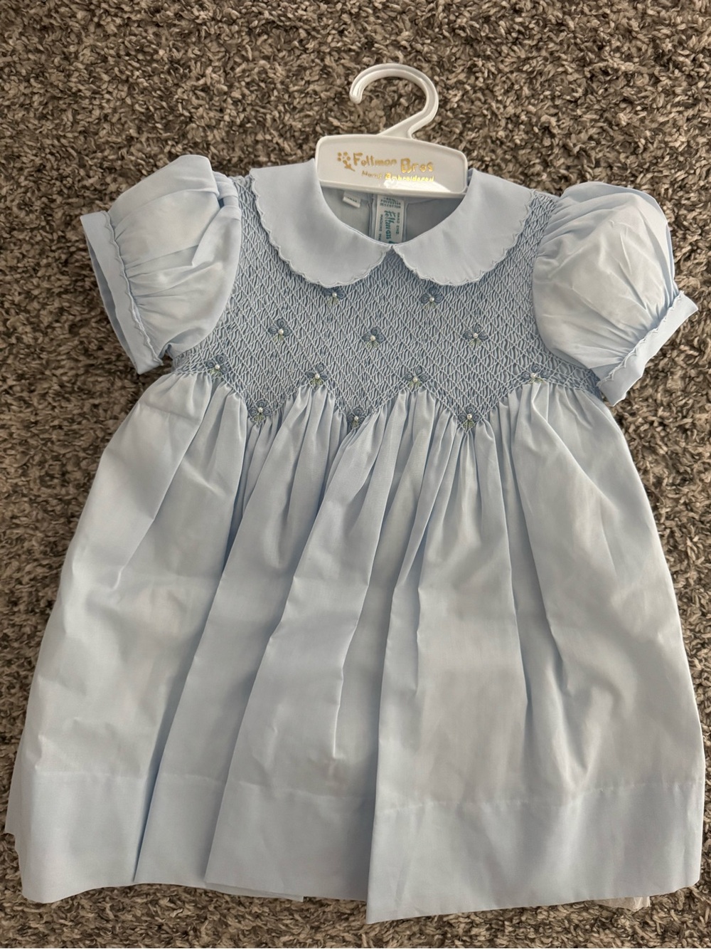 Feltman Bros Light Blue Smocked Baby Dress (12 mo)